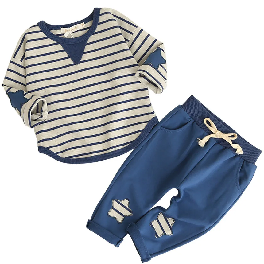 

Children's sports set spring and autumn new boy clothes set cotton striped long sleeve + pants two-piece suit 1-3y boys clothes