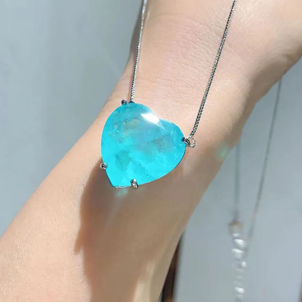 Комплект из колье и серёг турмалина синего цвета | Украшения аксессуары