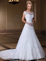 bata personalizada boda plus size new elegant a line quality lace detachable train off the shoulder bespoke wedding dresses