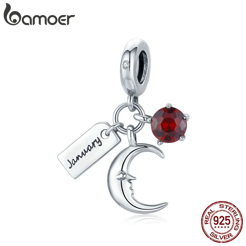 

Шарм bamoer из серебра 925 пробы, с камнем рождения, подходит для оригинальных браслетов и бусины для браслета ювелирных изделий DIY SCC1719