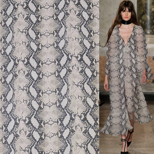 Принт змеиной кожи 100% чистый шелк жоржет Прозрачная Шелковая ткань SCG552|Ткань| |