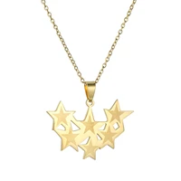 gold color stainless steel necklace for women classic hollow star choker pendant necklace engagement jewelry gift wholesale