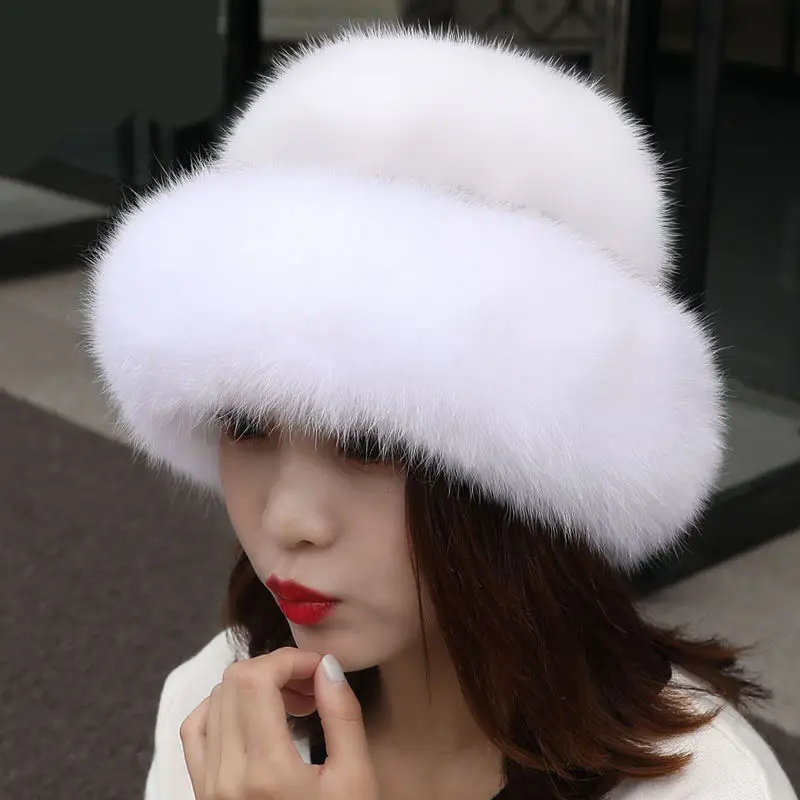 

Sombrero de nieve y viento para mujer, gorro cálido de imitación de piel de zorro, white，versátil, para ocio al aire libre