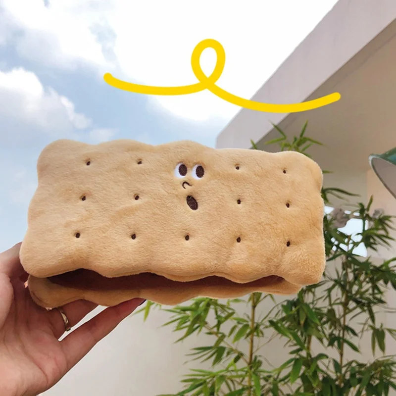 

Creative Plush Biscuits Kawaii Pencil Case Student Pencil Stationery Pencilcase Pen Marker Bag Storage Pouch School Supplies
