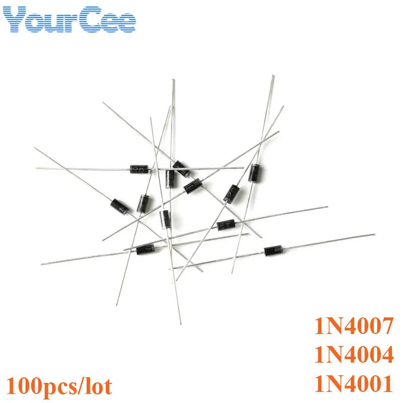 100 шт. выпрямительный диод 1N4001/1N4004/1N4007 DO-41 силиконовые выпрямители 50 в 400 В 1000 1 А |
