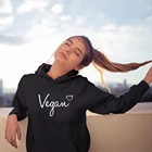 Вегетарианские повседневные женские этические вегетарианские пуловеры, уличная одежда, весенне-осенний Графический свитшот с длинным рукавом и капюшоном