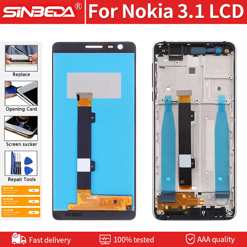 

Оригинальный ЖК-дисплей 5,2 дюйма для NOKIA 3,1, ЖК-дисплей с рамкой, дигитайзер, сменный дисплей, сенсорная панель, стекло, мобильный телефон, зап...