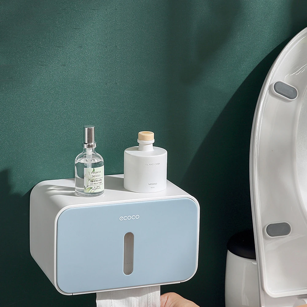 

Bathroom Waterproof Tissue Box Toilet Paper Holder Home Storage Rack Bathroom Tissue Box Wall Mounted Roll Paper Holder Rack Box
