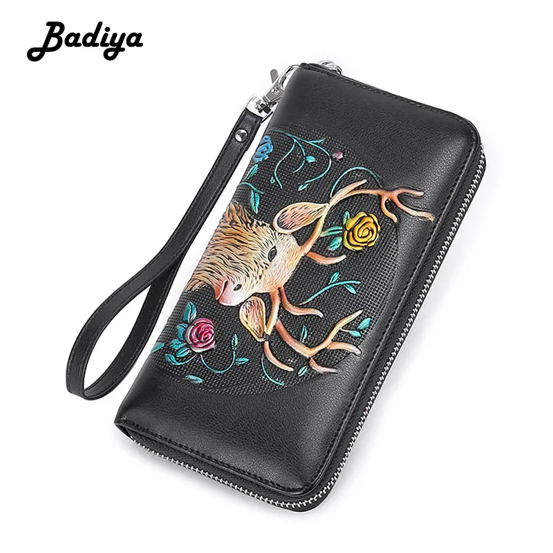 Женский кошелек с принтом RFID натуральная кожа клатч сумка для телефона много