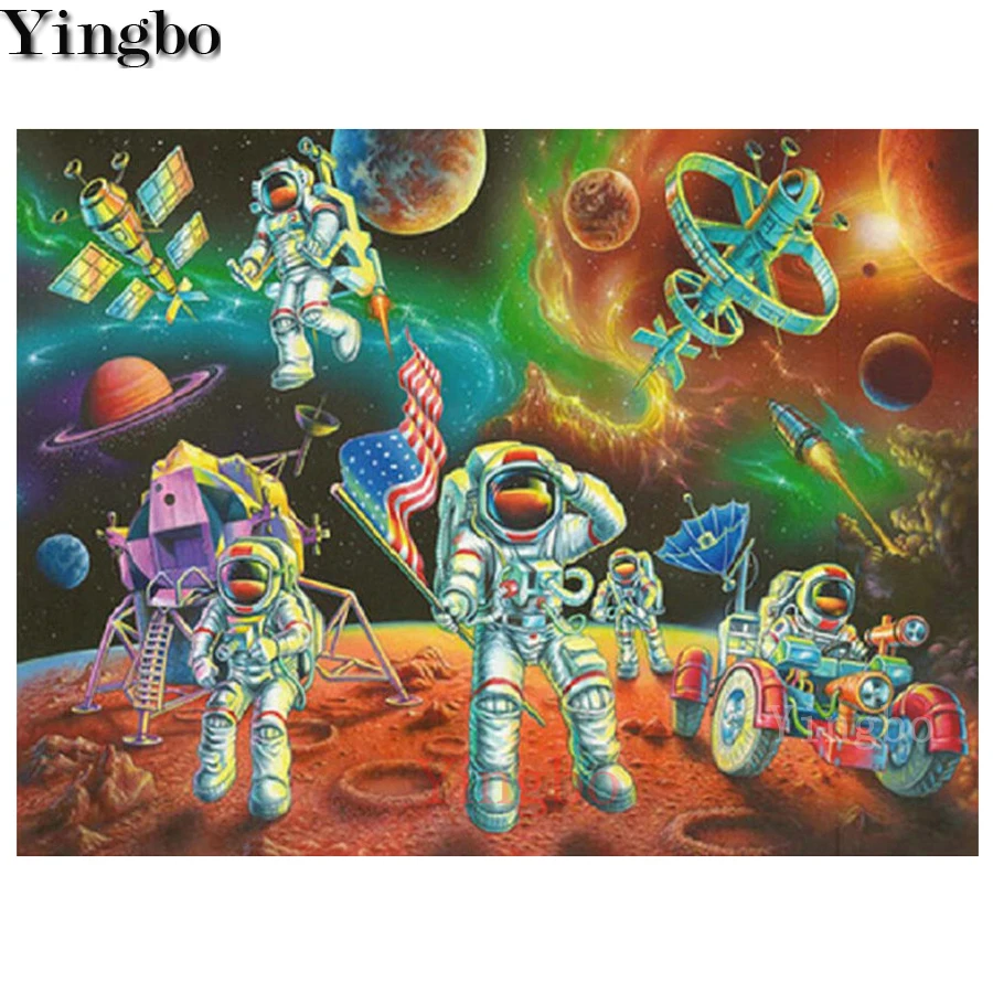 Астронавт космический пейзаж Алмазная картина полный квадратный круглый 5D Diy