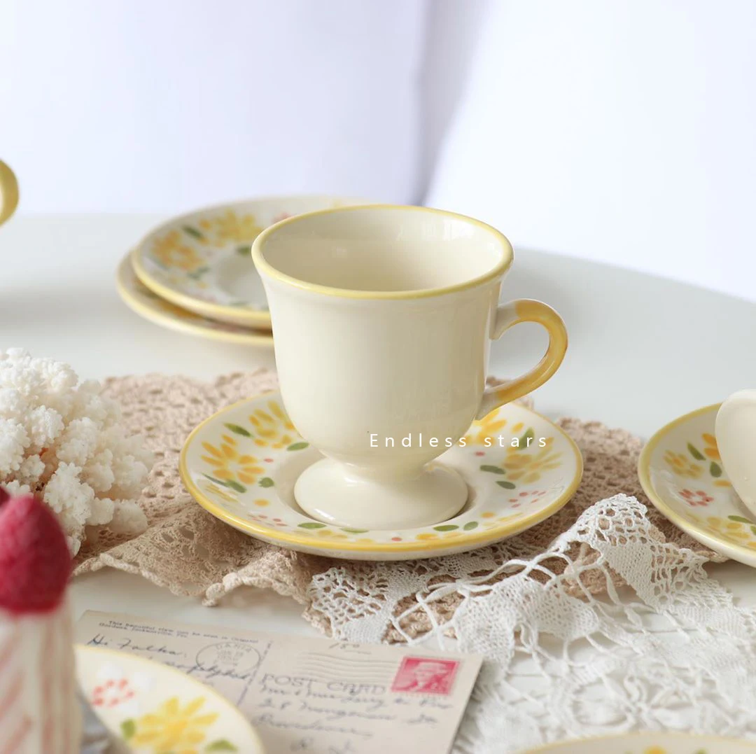 Европейский керамический набор кофейных чашек белый милый креативный