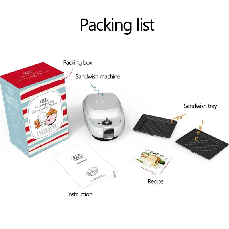 Электрическая антипригарная машина для приготовления сэндвичей 600 Вт с таймером