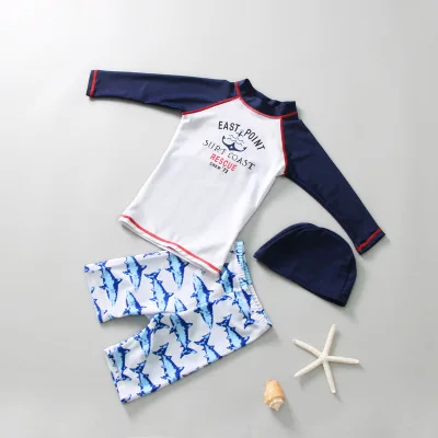 Детский мультяшный купальник Rashguard с акулами и рыбками детский пляжный купальный