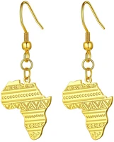 u7 316l stainless steel africa map design earrings black gold plated minimalist dangle earrings statement jewelry