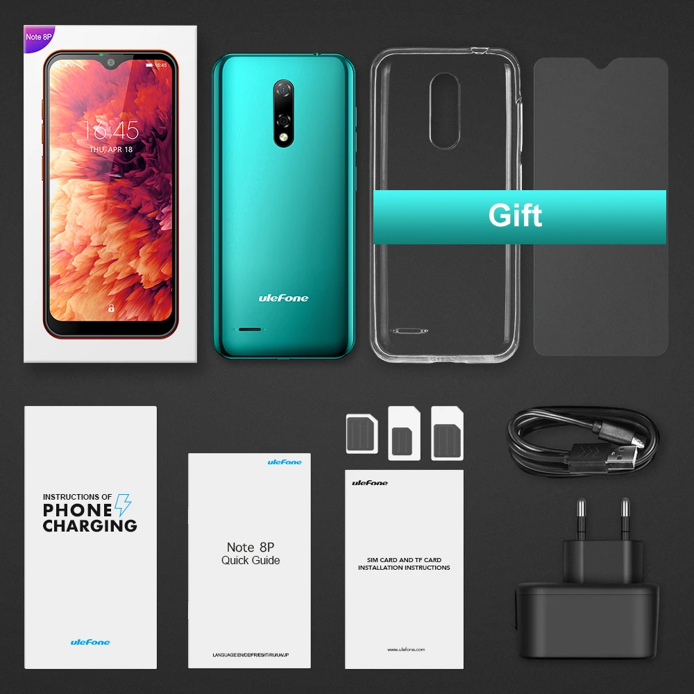 Ulefone Note 8P смартфон Android 10 2 ГБ + 16 Гб 4 ядра 5 дюймов тройной Камера 4G сотовый телефон