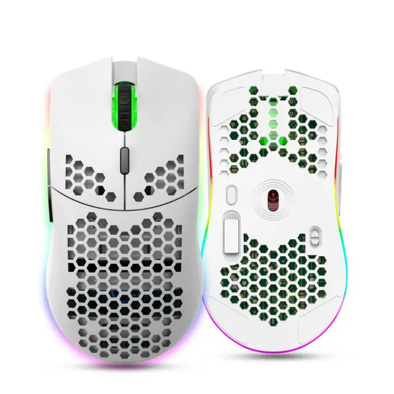

T66 2.4G Wireless Hole Mouse RGB Light Suitable For PC Laptop RGB Rechargeable Mouse Wireless Computer Mause Gaming Mouse