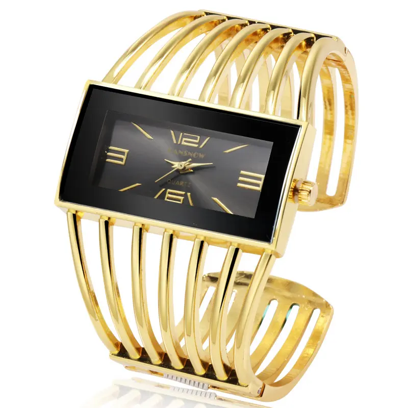 gold black CANSNOW, женские часы, Роскошные, модные, розовое золото, браслет, часы, женское платье, часы, женские, женские, Saati, для девушек, наручные часы, Relojes - Цвет: gold black