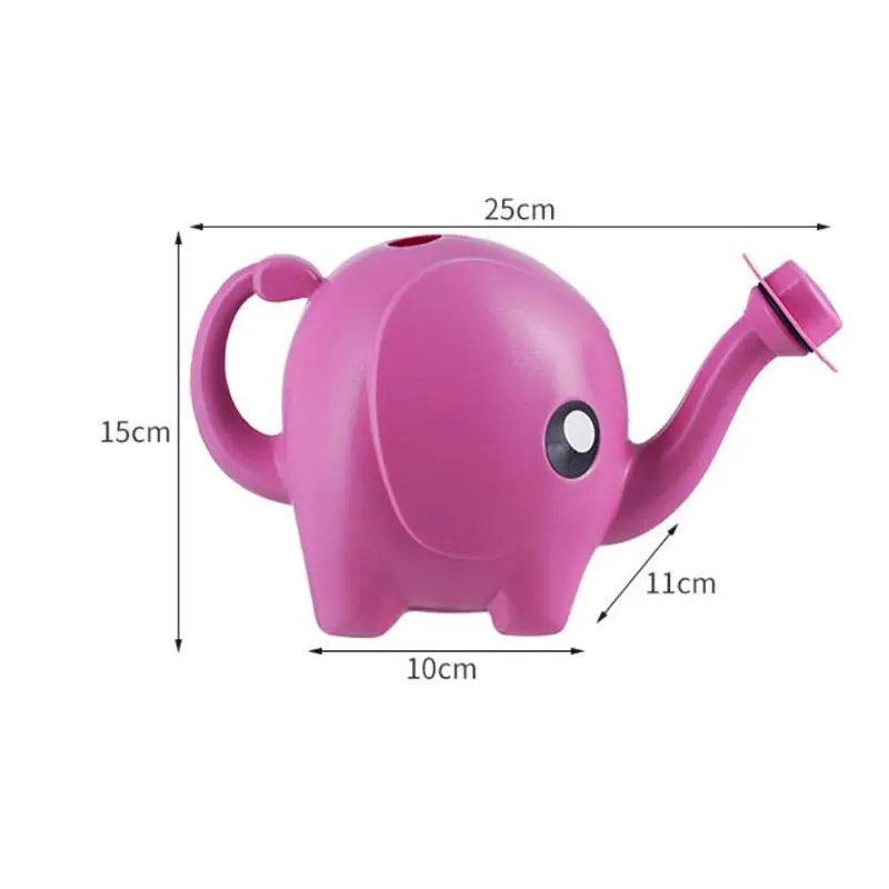 

1.5L Cute Cartoon Elephant Watering Can Home Patio Lawn Long Mouth Design Gardening Plastic Plant Outdoor Flower Water Can