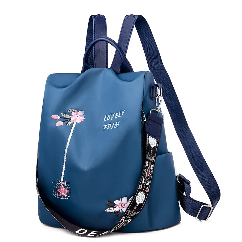 

2021 new leisure Oxford cloth lady backpack embroidered women's backpack anti theft backpack shoulder bag for daily travel