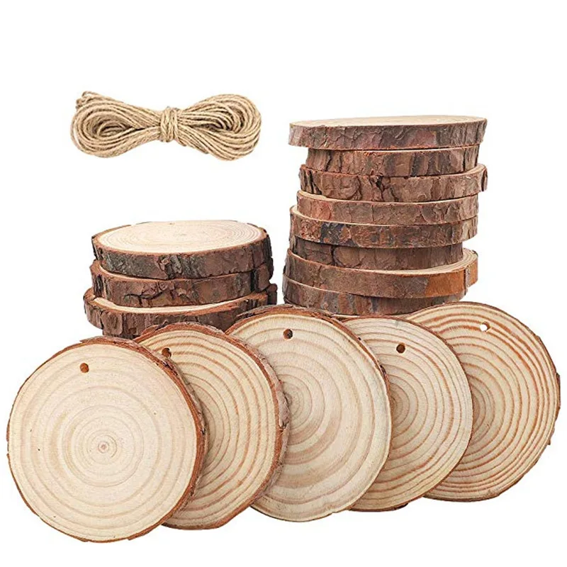 

10Pcs Pine Wood Chips Annual Ring Wood Chips Handmade Creative DIY Log Chips Decoration Crafts Christmas Ornaments 0.5cm Thick