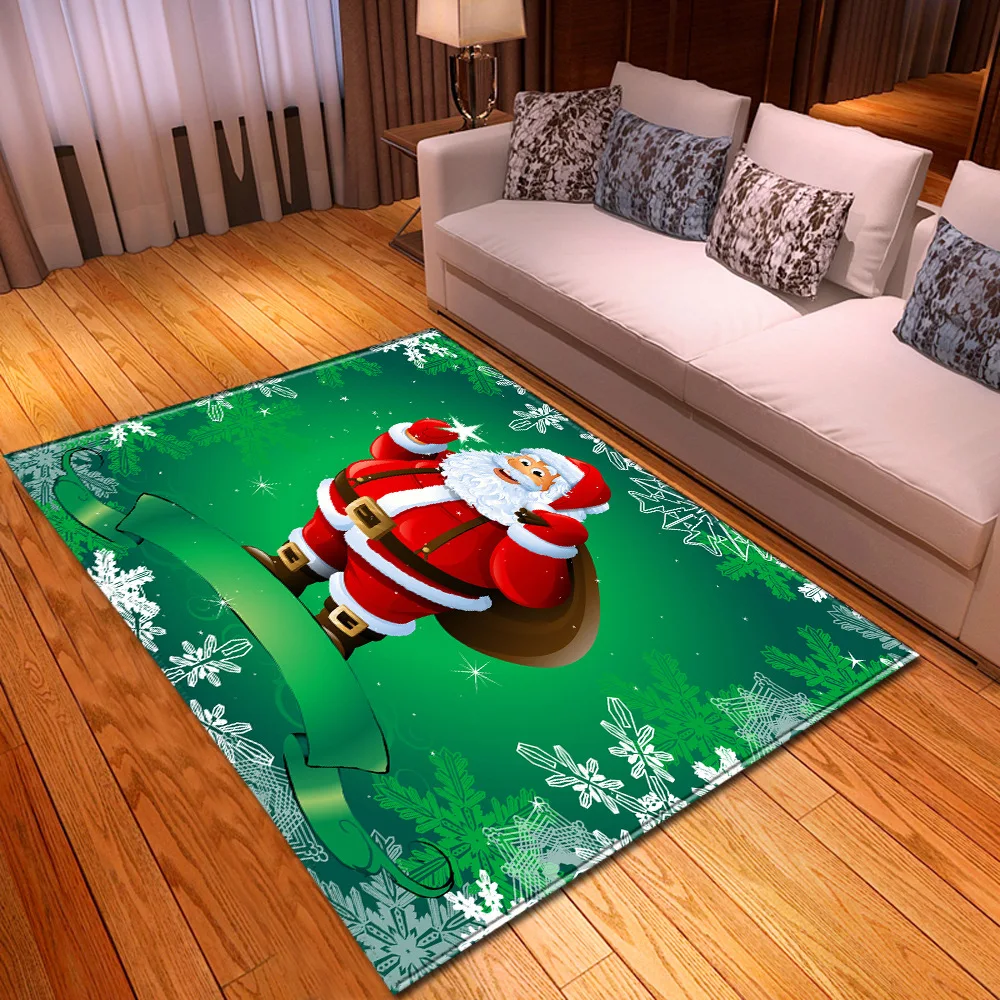 

Merry Christmas Day Carpet Flannel 3D Santa Claus printing Decor Carpets Christmas Party Anti-slip Floor Mats/Rugs Home Doormats