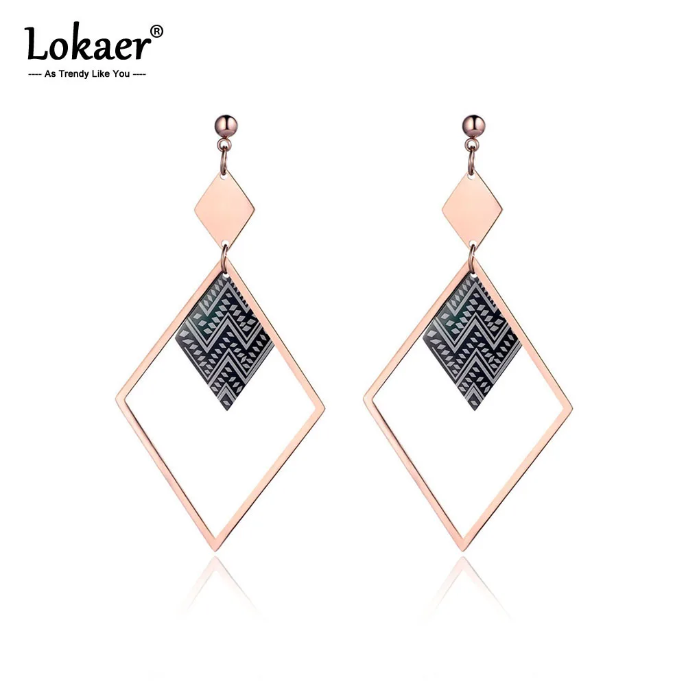 Lokaer двухслойные геометрические серьги из нержавеющей стали для женщин и девушек