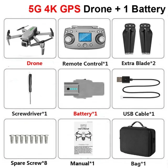 Bag 1battery Профессиональный бесщеточный gps-дрон с большим радиусом действия 4K камера 5G wifi 1 км 25 минут Квадрокоптер RC вертолет складной селфи Дрон игрушка - Цвет: Bag 1battery