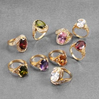 ladies ring charm colorful zircon ring party jewelry fashion colorful glamorous luxury bridal wedding popular jewelry