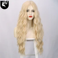 long synthetic lace wigs for women orange blonde brown curly wave wig middle part hair wig for party cosplay yourbeauti