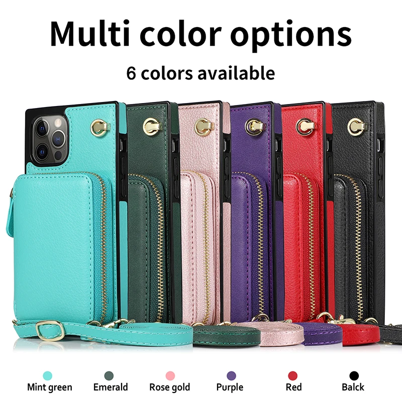 

Haissky Crossbody Card Pocket Wallet Phone Case For iPhone 12 Pro Max PU Leather Cover For iPhone 11 Pro Max Xs Max 8 7 6 Case