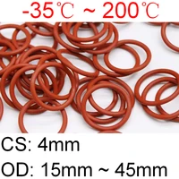50pcs vmq o ring seal gasket thickness cs 4mm od 15 45mm silicone rubber insulated waterproof washer round shape nontoxi red