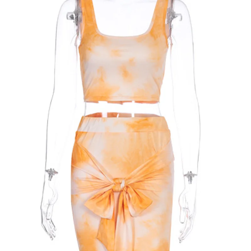 

Women 2 Pieces Outfits Tie Dye Print Crop Top and Skirt Sets Matching Sets Elegant Evening Party Clubweaar