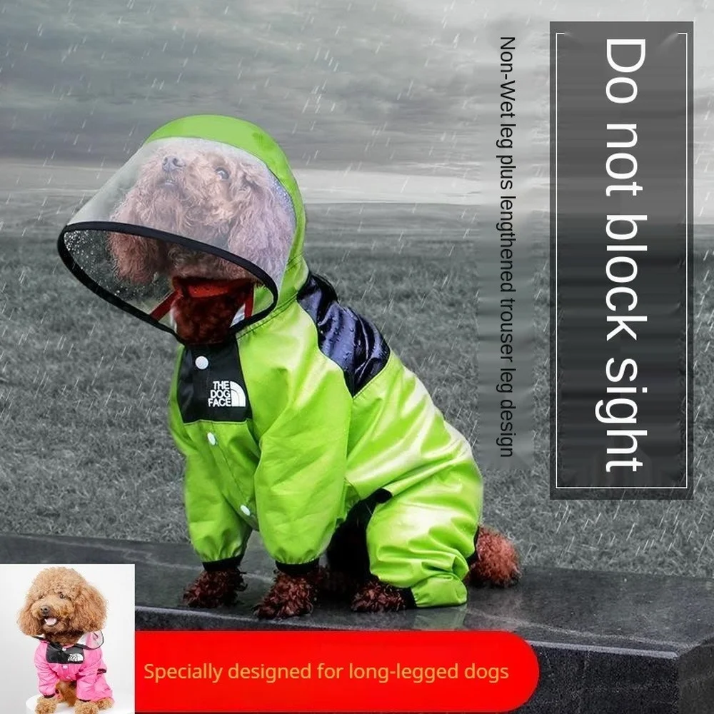 

Puppy Dog Raincoat Four-legged All-inclusive Teddy Bichon Medium-sized Dog Small Dog Rainy Clothes Pet Poncho Dog Costume