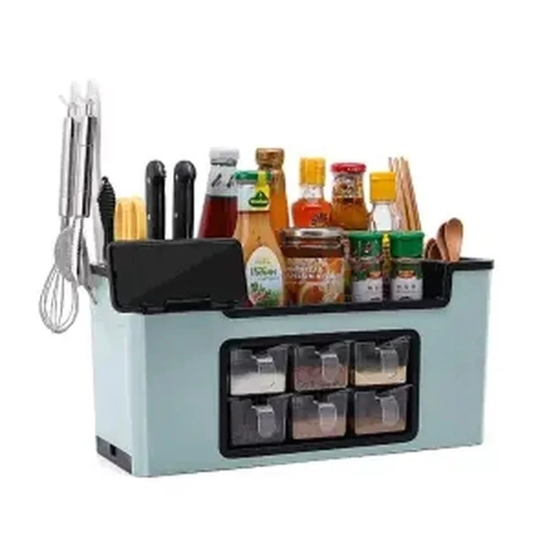 

Kitchen Rack Multi-function Seasoning Box Seasoning Set Household Combination Kitchen Storage Rack Knife Holder Storage Box