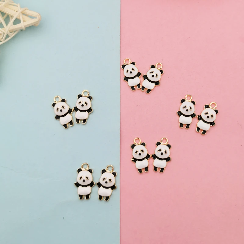 

10pcs/bag Mini Panda Enamel Metal Charms Pendants Oil Drop Animal Floating DIY Earring Bracelet Jewelry Accessories Making FX301