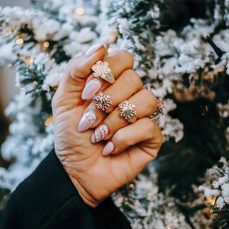 Винтажный набор колец в стиле бохо со снежинкой готическое ювелирное изделие