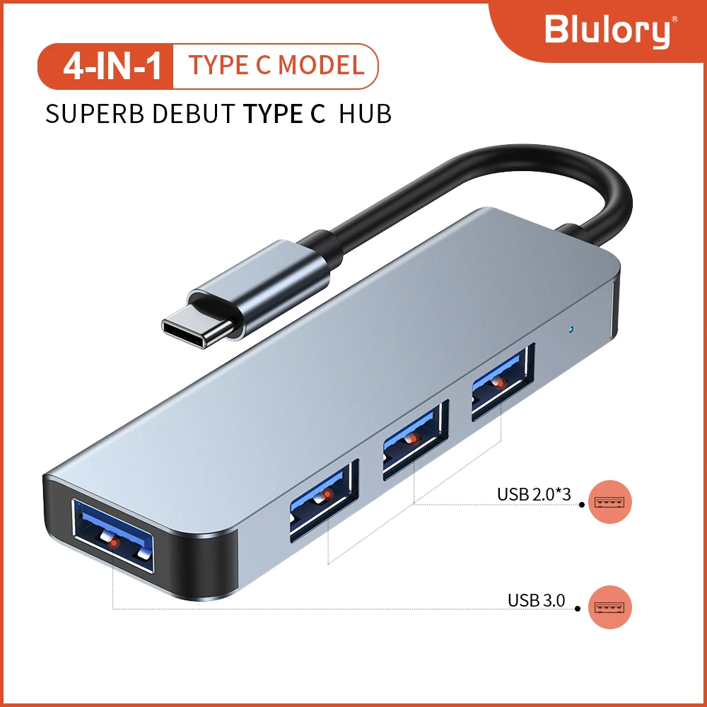 

Type C HUB 3.0 3.1 Type 4 Port Multi Splitter Adapter OTG For Xiaomi Lenovo Macbook Pro Air P omputer Notebook Accessories