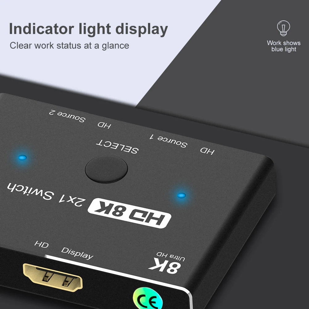 

2021 New HUB Processor Chip 2 x 1 Compatible Switch 2.1 Compatible Switcher Selector 8K 60Hz 3D
