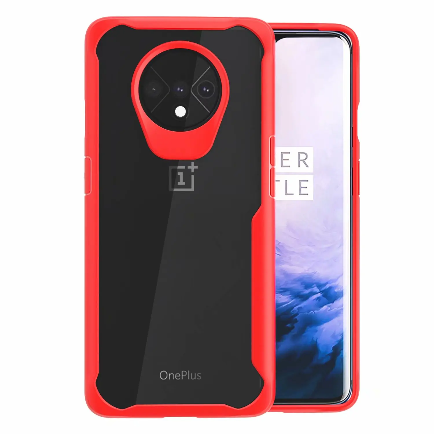 Красный Чехол для телефона для OnePlus, 7 T, чехол, противоударный, TPU, рамка, Edge, HD, прозрачный, силиконовый, мягкий, задний Чехол для OnePlus, 7 T, 7 T, Pro, чехол - Цвет: Красный