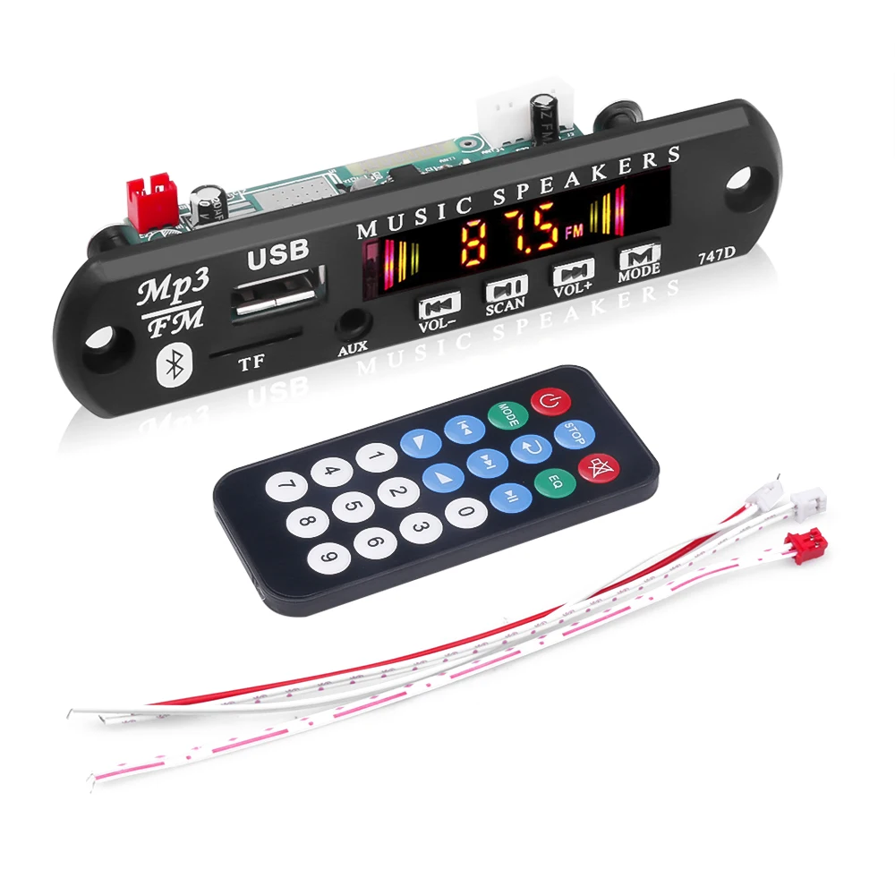

Hands-free MP3 Player Decoder Board 5V 12V Bluetooth 5.0 6W amplifier Car FM Radio Module Support FM TF USB AUX Recorders