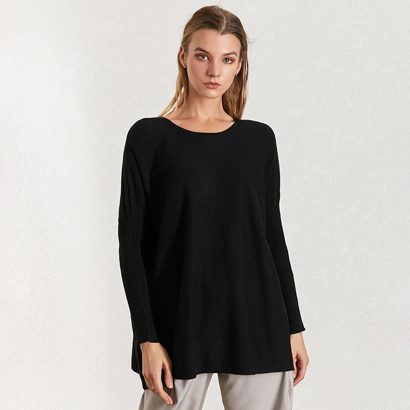 TWOTWINSTYLE женский свитер с рукавом летучая мышь Длинный пуловер круглым вырезом