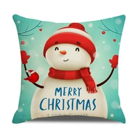 green series christmas peach skin pillowcase customized santa claus cushion cover decorative sofa pillow case for living room