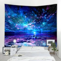 companion under the stars starry fluorescent psychedelic tapestry flower wall hanging room sky carpet bedroom tapestry artist h