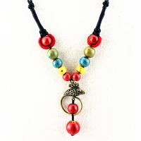 retro handmade ceramic beads pendant sweater chain ethnic style necklace n357