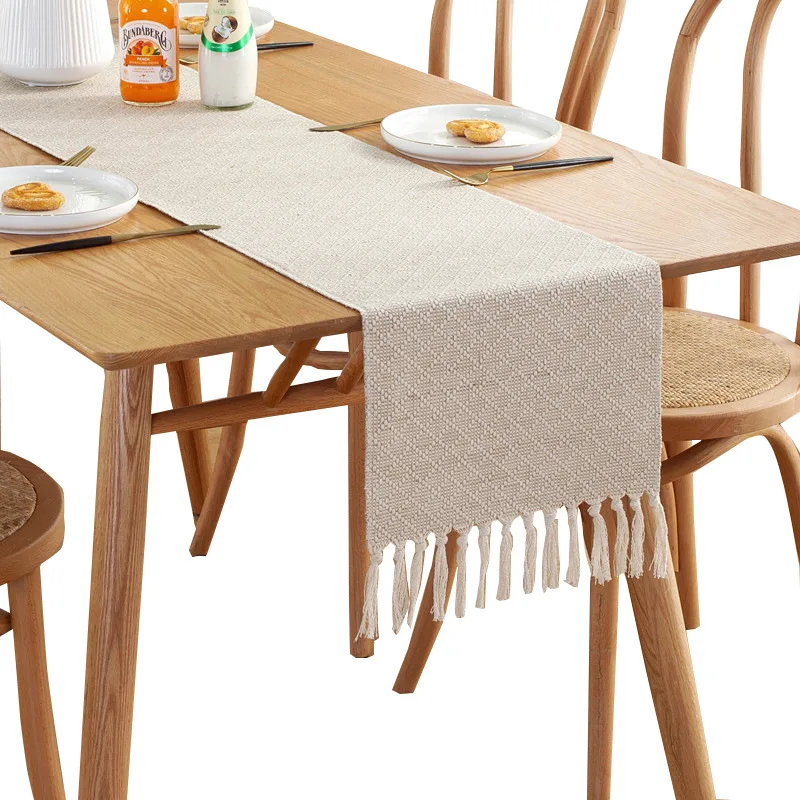 nordic style table runner handmade weave tablecloth household decoration tassel cotton tea table cover coffee table flag free global shipping