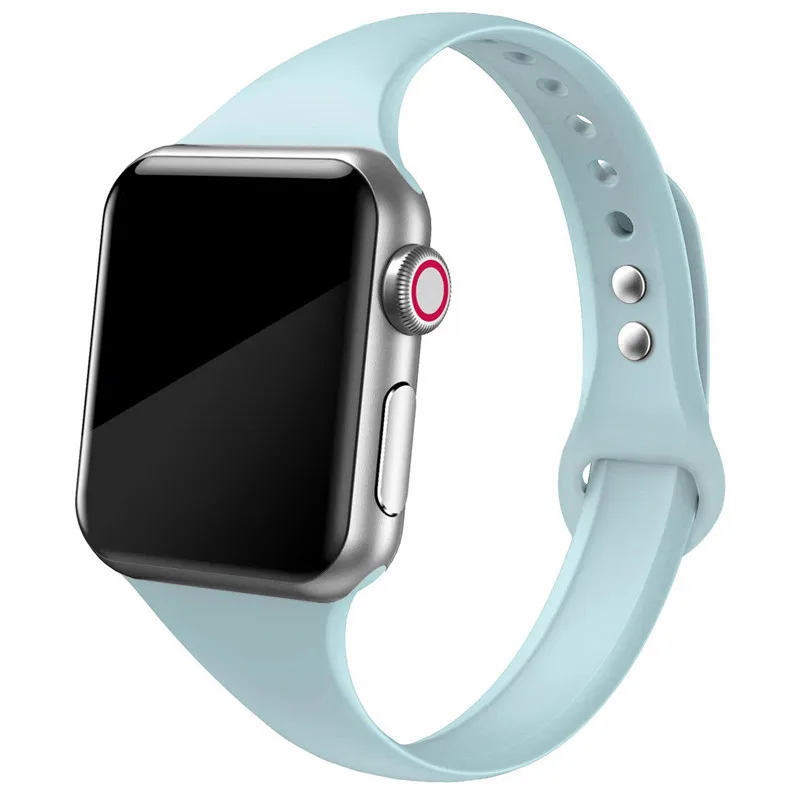 turquoise 27 Ремешок для apple watch, ремешок для apple watch 5, 4, 3, 2, iWatch, ремешок 42 мм, correa, 38 мм, 44 мм, 40 мм, силиконовый браслет pulseira, ремешок для часов - Цвет ремешка: turquoise 27