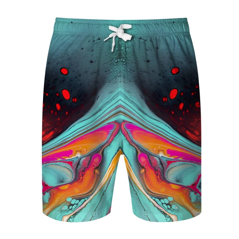 Летние пляжные шорты для мужчин 3D Цветные галактические мужские короткие штаны