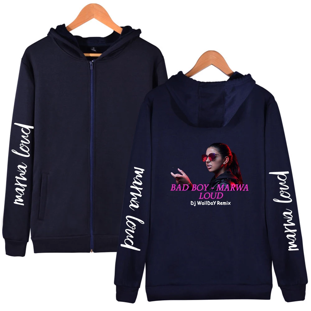 

WAWNI Marwa Loud Zip Hooded Sweatshirt Loose Polyester Plus Cotton Volleyball Creative Zip Hoodie Zip Hoodie Hot Zipper New Top