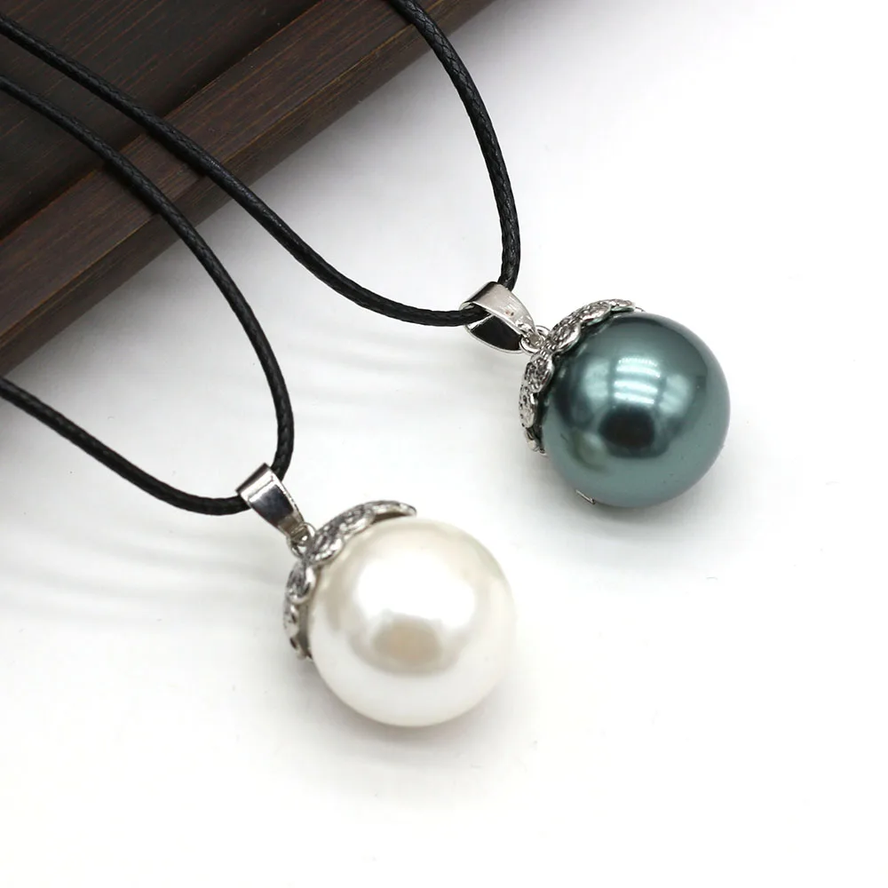 Pearl Choker Necklace For Women Ball Shape Black White Shell Bead Pendant Necklace Wedding Jewelry Lady Pearl Choker Gifts