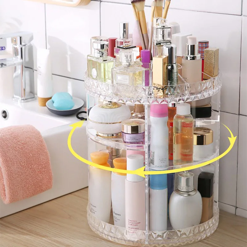 

Rotating Acrylic Transparent Cosmetic Storage Box with Multi-layer for Daily Use NShopping